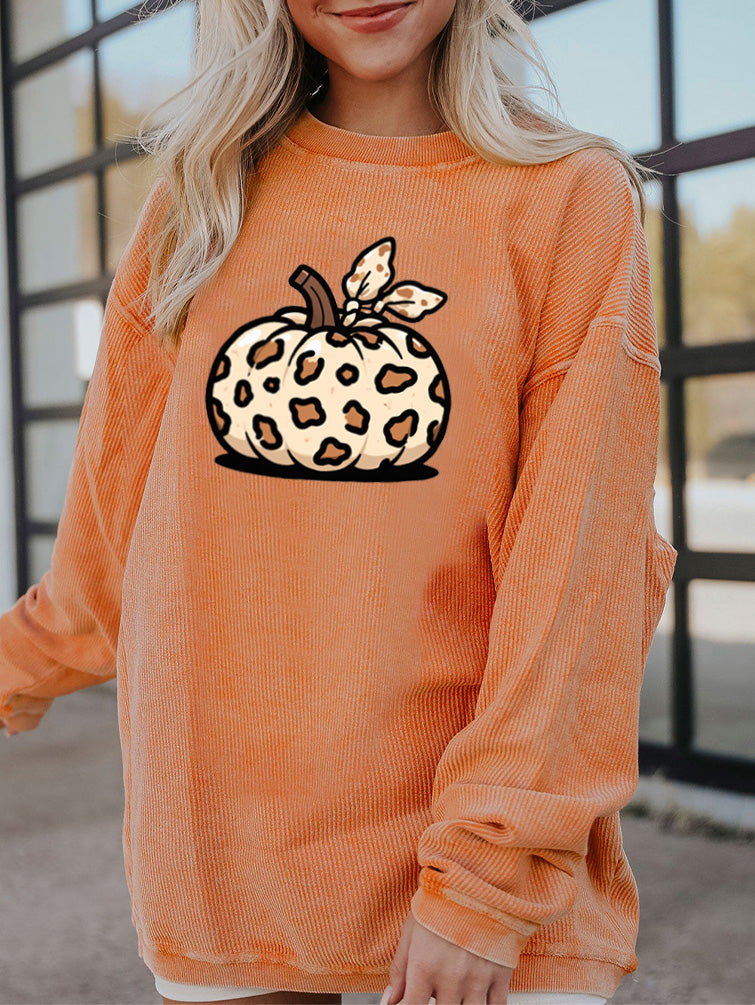 Pumpkin Halloween Fall Graphic Orange Long Sleeve Sweatshirt