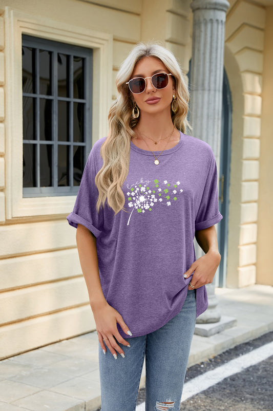 St Patrick’s Day Lucky Clover Dandelion Graphic Tee