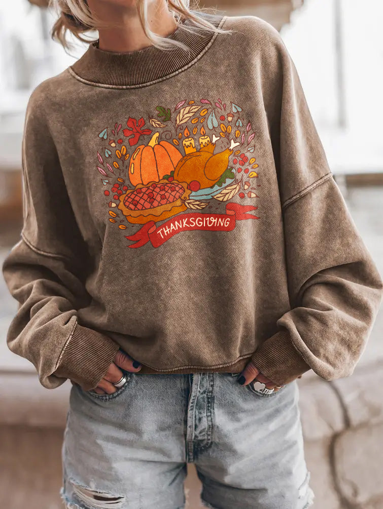 Autumn Thanksgiving Feast Pumpkin Graphic Sweatshirt