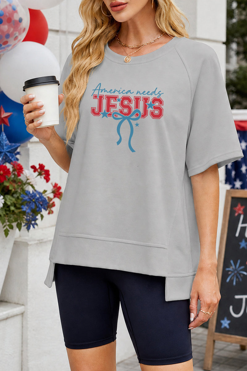 Patriotic Faith Graphic Oversized Summer Tee