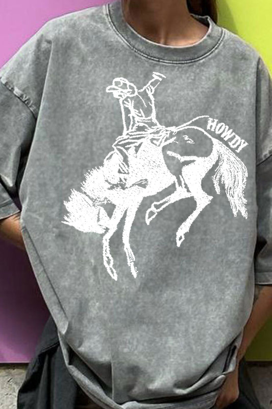 Vintage Cowboy Graphic Oversized Washed Tee