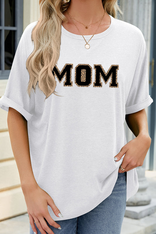 Leopard MOM Graphic Casual Tee Mother's Day Gift Top