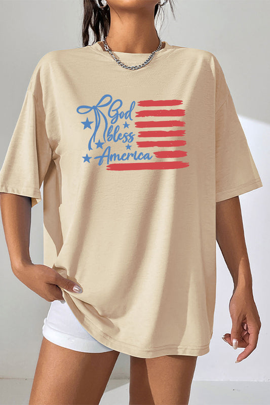 Flag Graphic Cotton T Shirt Casual Oversized USA