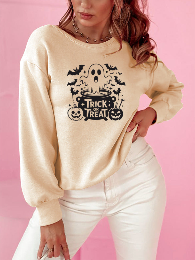 Halloween Trick or Treat Ghost Graphic Sweatshirt