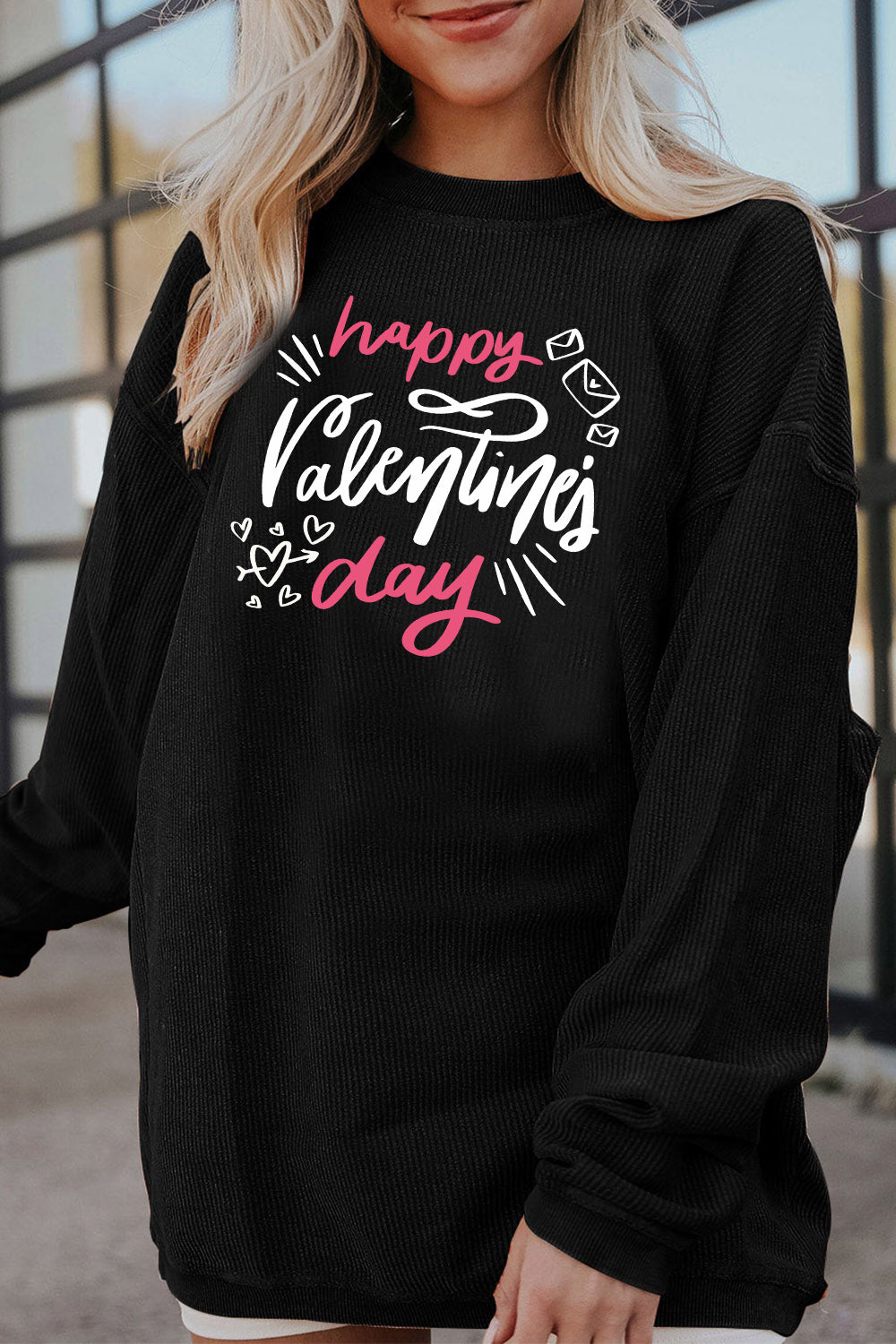 Happy Valentine’s Day Corduroy Oversized Sweatshirt