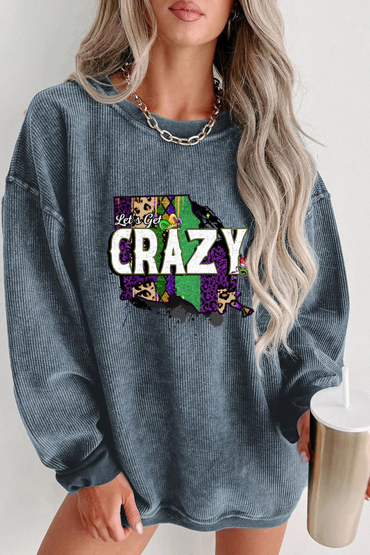 Mardi Gras Crazy Graphic Casual Long Sleeve Top
