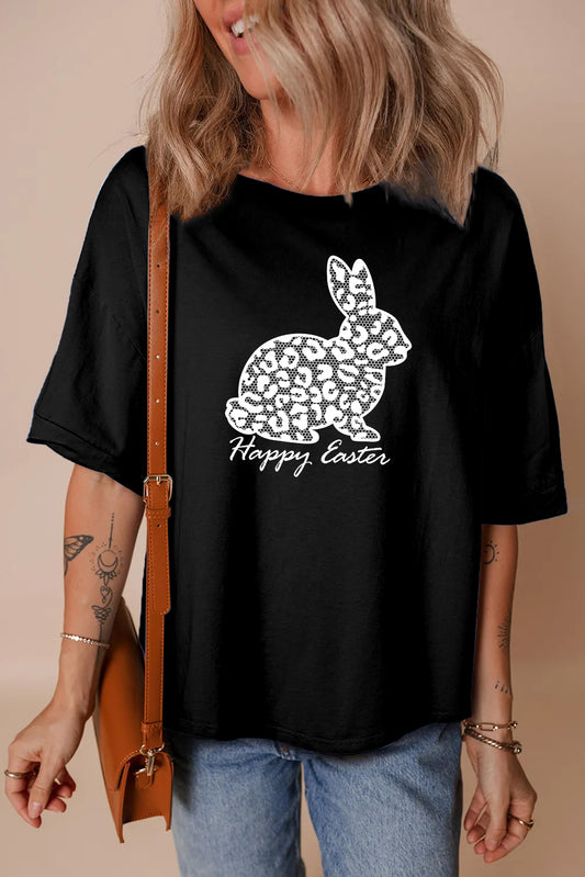 Easter Bunny Graphic Tee Casual Spring Womens Top