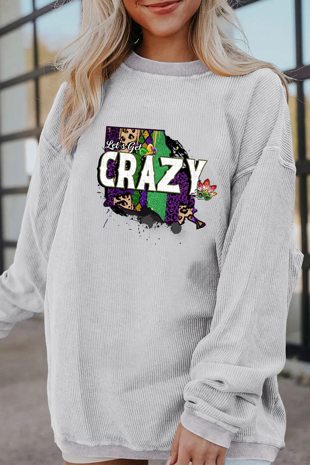 Mardi Gras Carnival Crazy Graphic Long Sleeve Tee