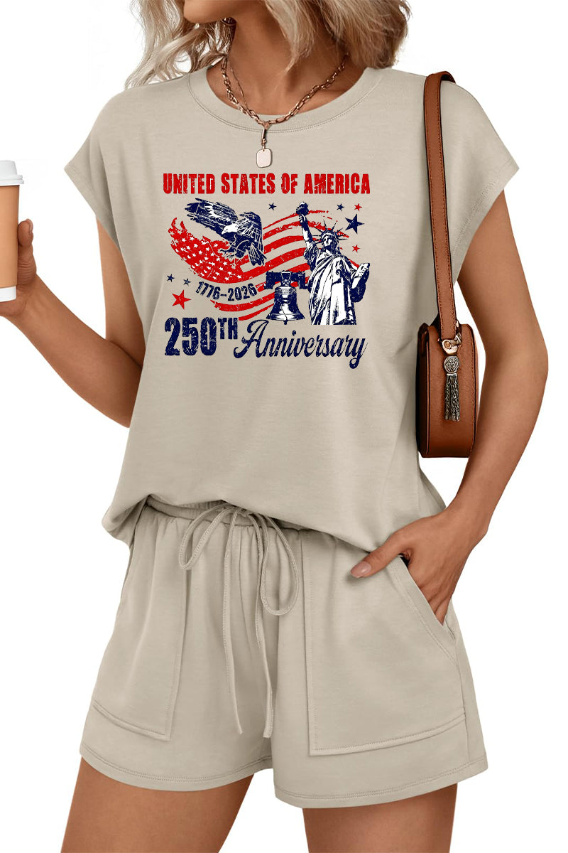 July 4th USA Flag Eagle Graphic Lounge Set Women
