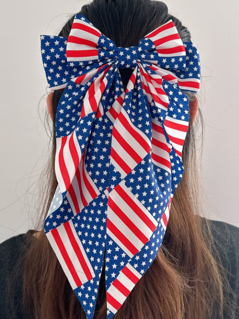 Dark Blue American Flag Large Bow Knot Hair Clip