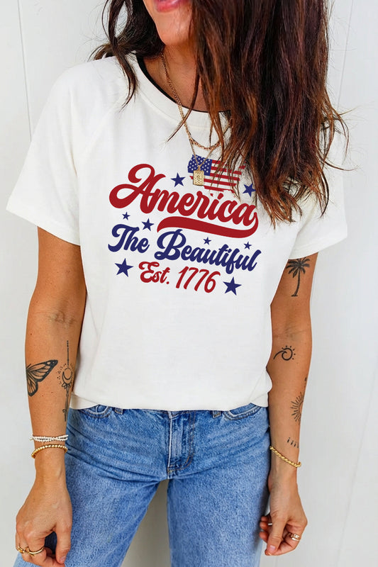 America 1776 Patriotic Graphic 4th of July Casual Tee