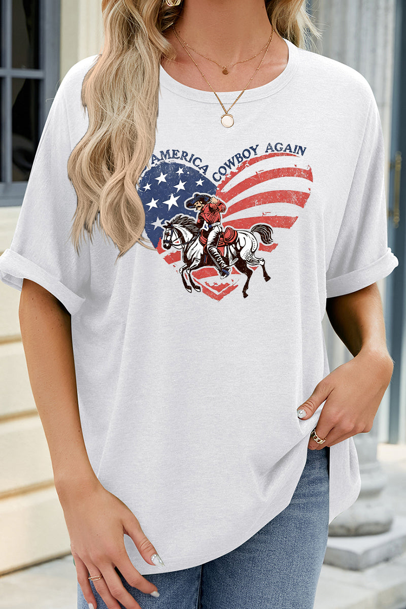 Cowboy Graphic Patriotic Fourth of July Oversized Tee