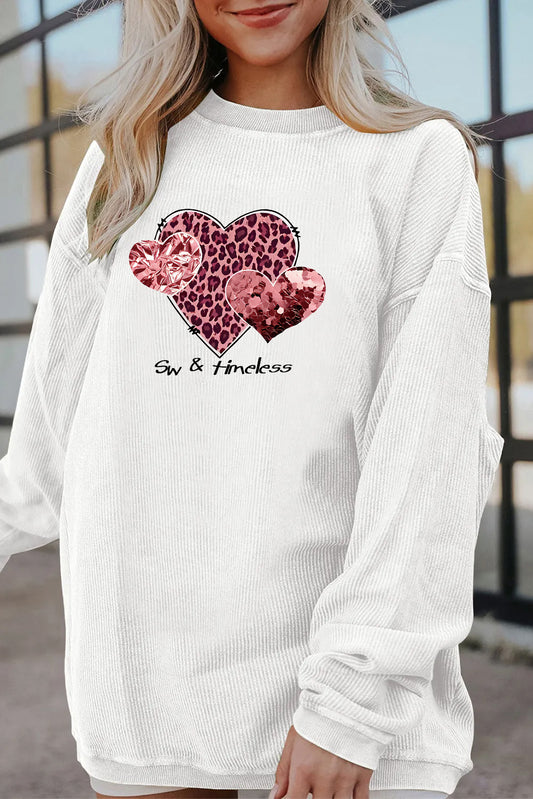 Valentine’s Day Leopard Heart Love Graphic Sweatshirt