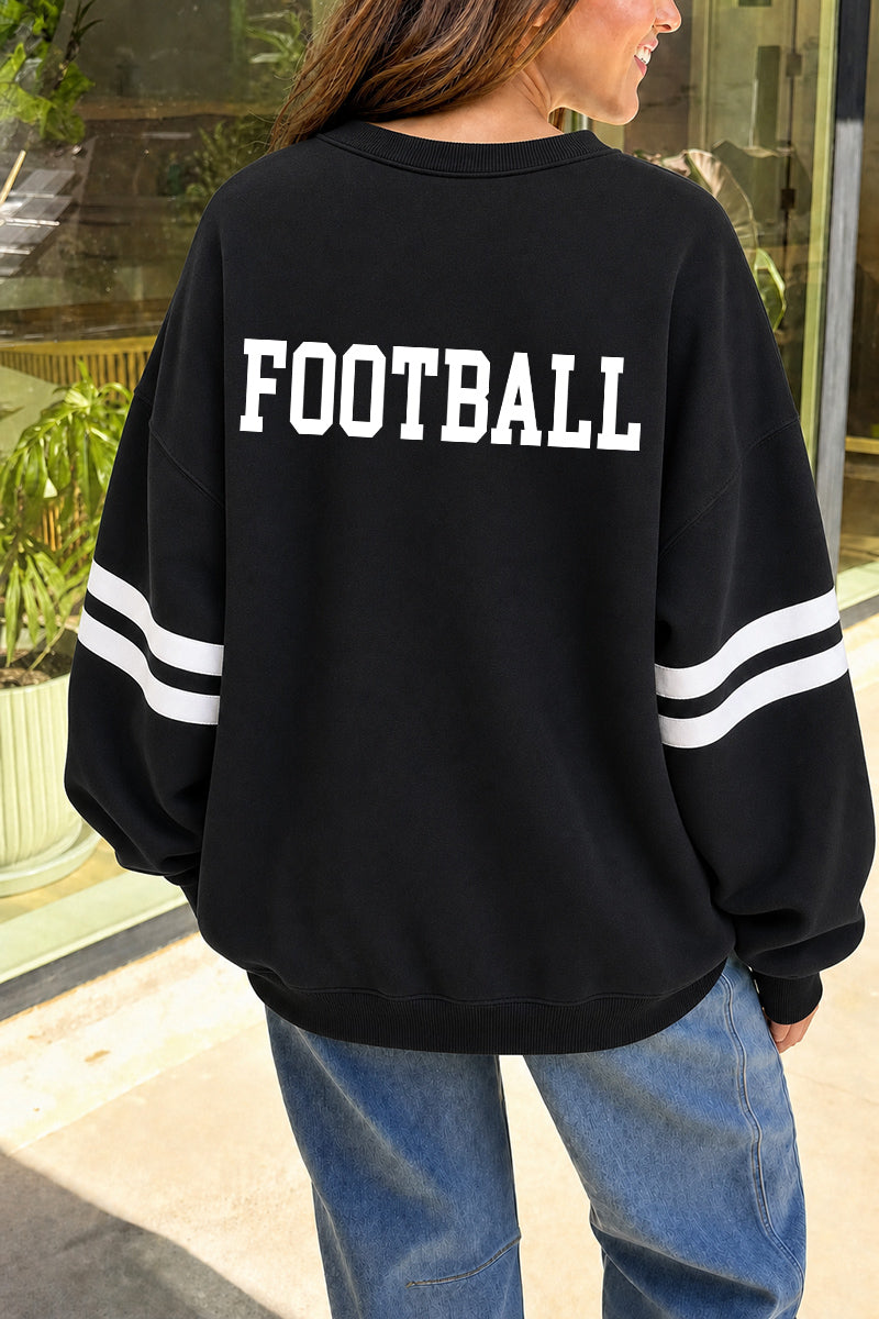 Graphic Cotton Sweatshirt GameDay Oversized Drop-Shoulder Striped