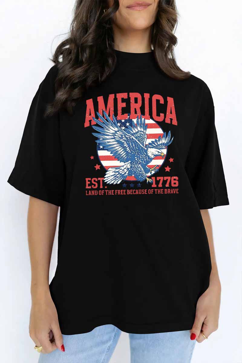 America Eagle Graphic Tee Oversized Vintage Patriotic