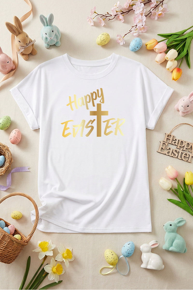 Easter Happy Easter Graphic Tee Casual Spring Shirt