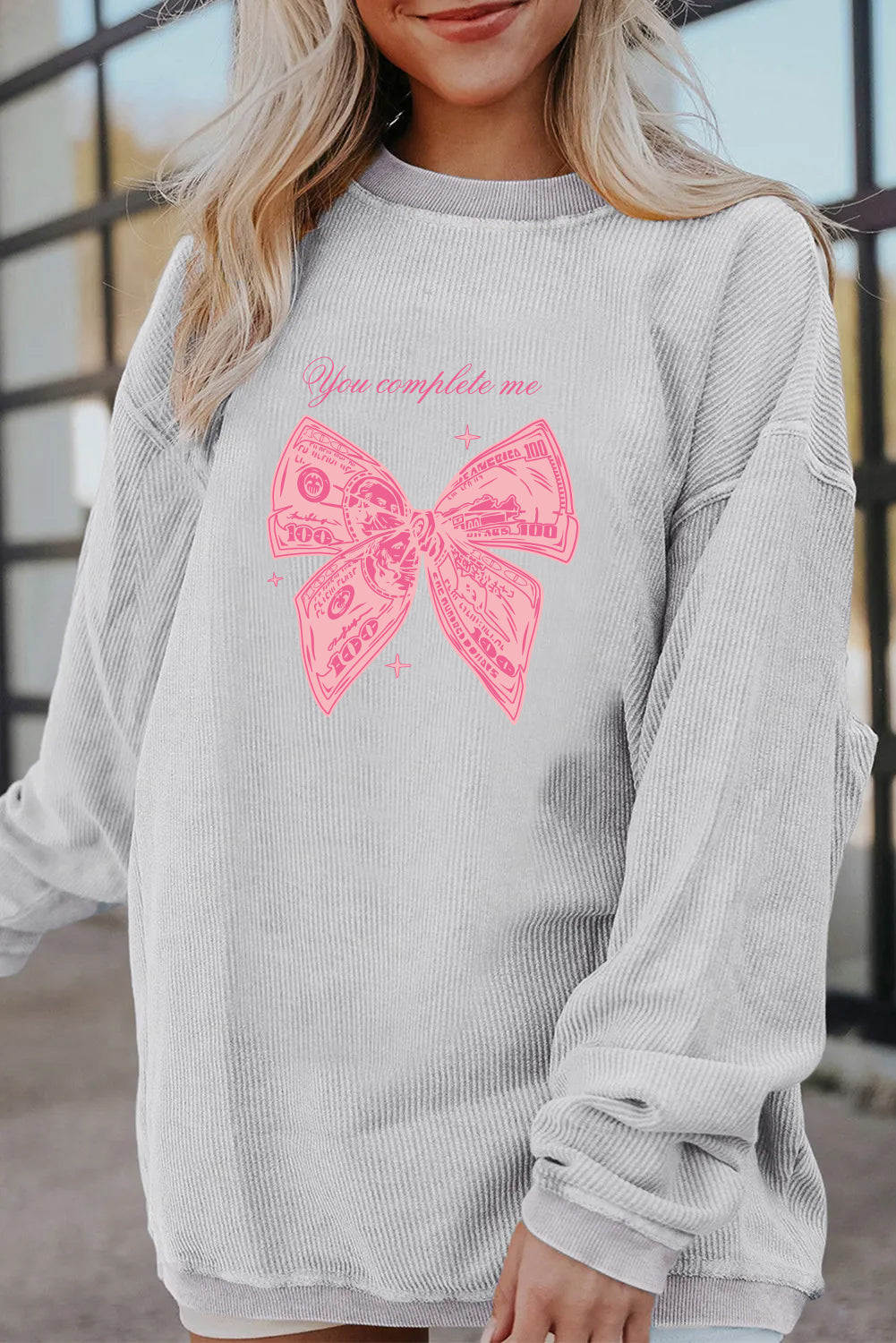 Valentine’s Day Pink Bow Graphic Sweatshirt