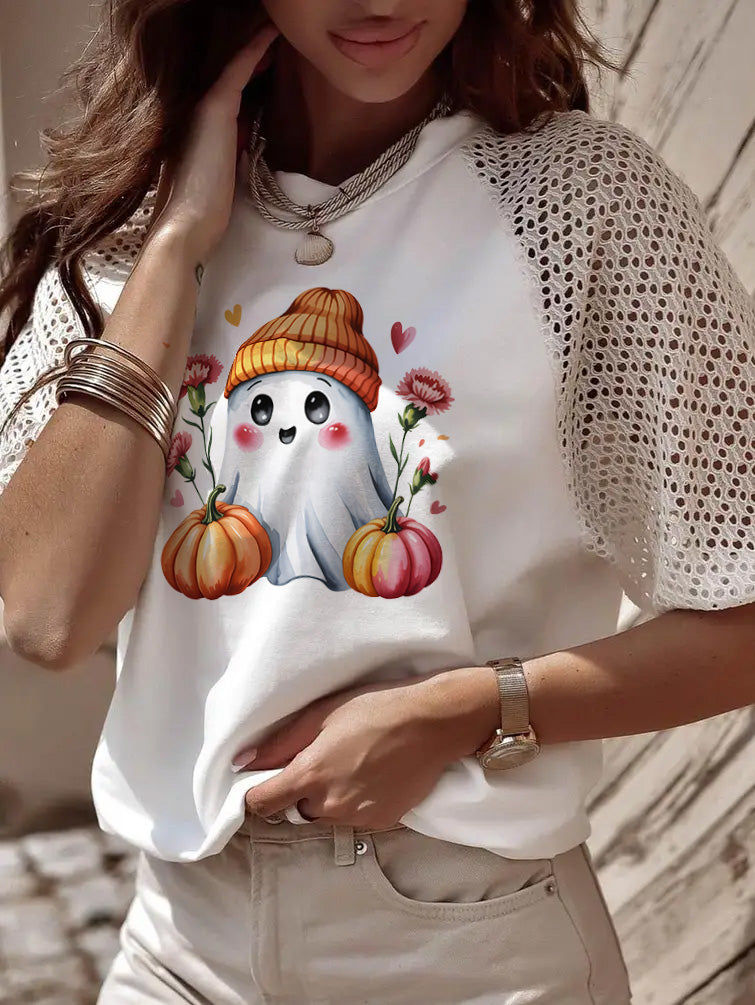 Thanksgiving Cute Ghost Pumpkin Harvest Graphic T Shirt