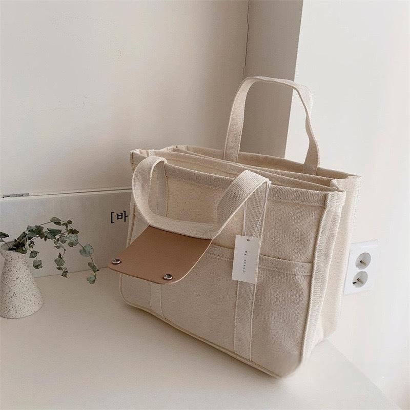 Canvas Multi Pocket Laptop Tote Crossbody Travel Bag
