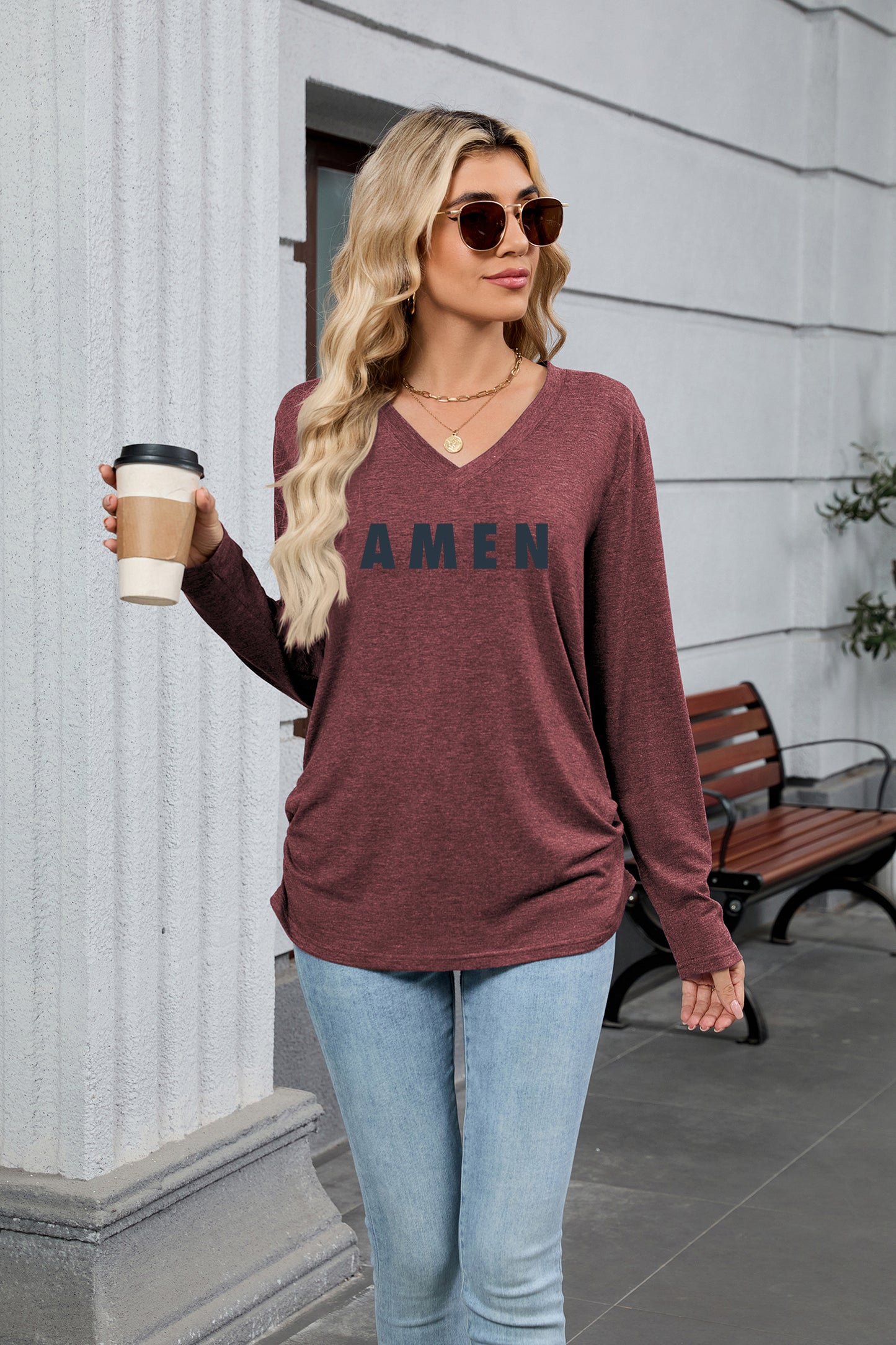 Easter Amen Faith Graphic Long Sleeve T Shirt