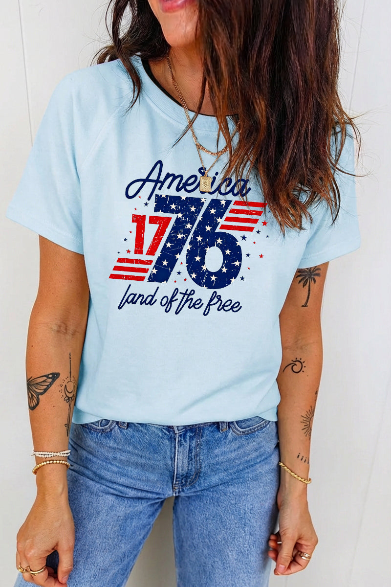America 1776 Land of the Free Patriotic Graphic Tee