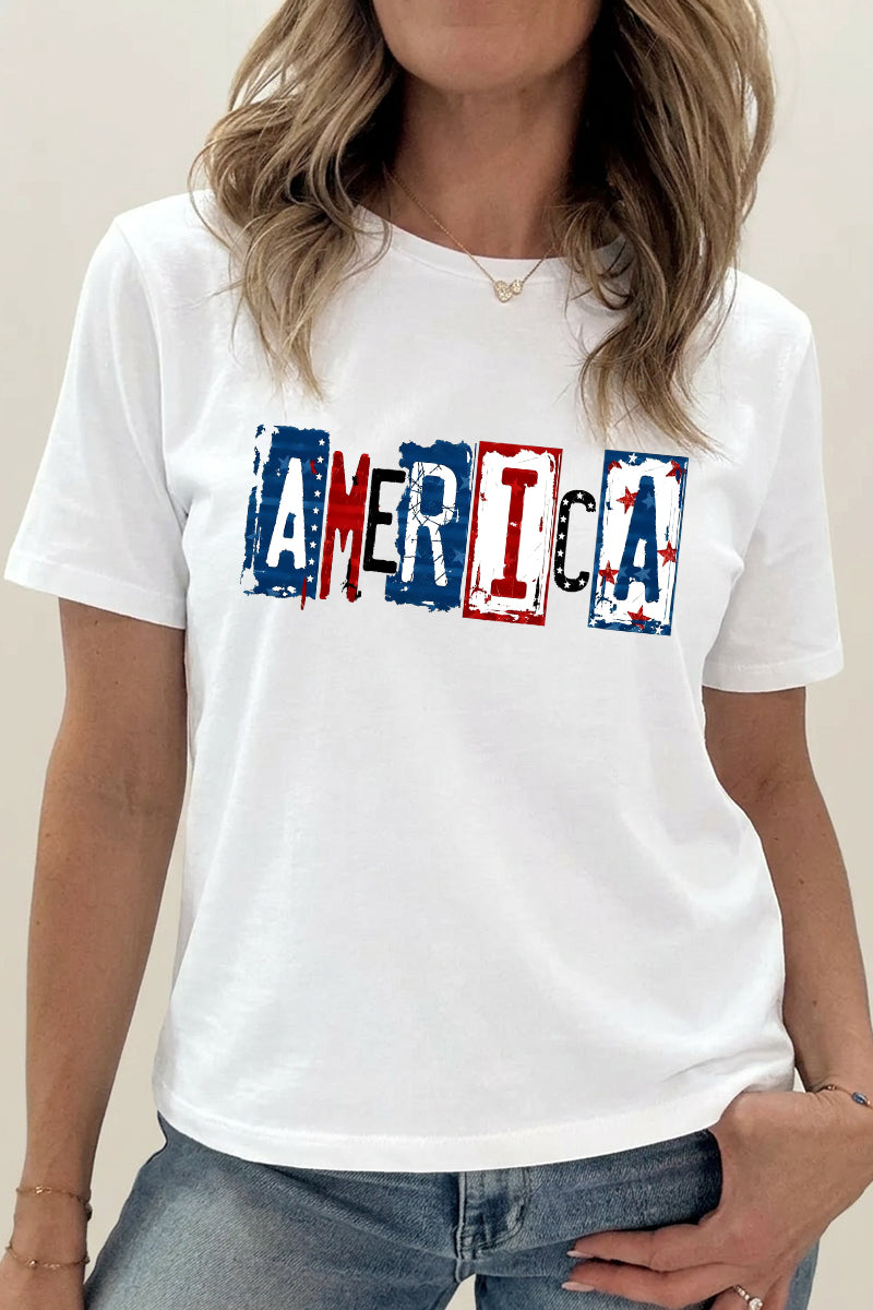 America Graphic Independence Day Vintage Patriotic Tee