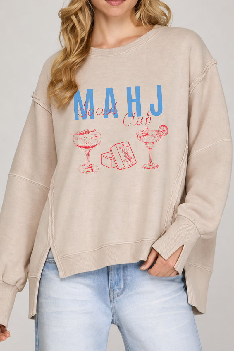 Mahjong Social Club Exposed Seam Sweatshirt