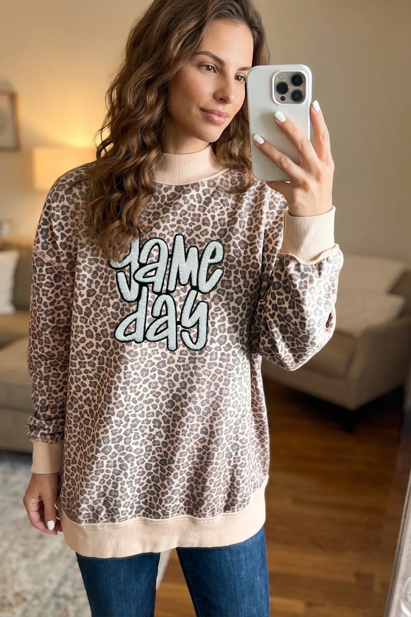 Leopard Game Day Blend Sweatshirt Trendy Graphic Oversized Pullover