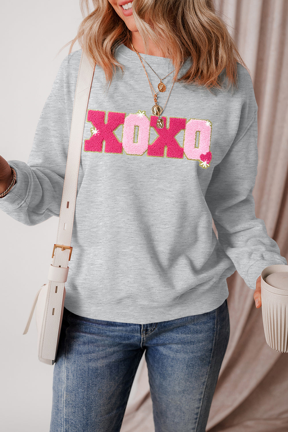 Valentine’s Day XOXO Glitter Graphic Sweatshirt