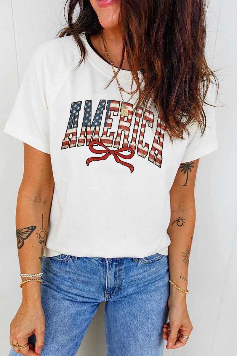 Vintage America Bow Patriotic Fourth of July Tee