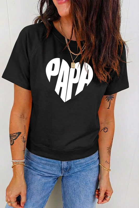 Papa Heart Graphic Tee Fathers Day Gift Top