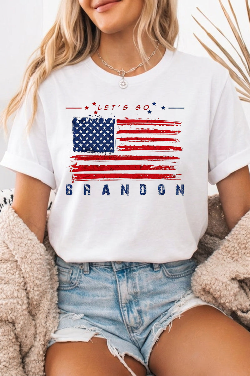 Patriotic Graphic Tee Oversized USA Flag Casual Top