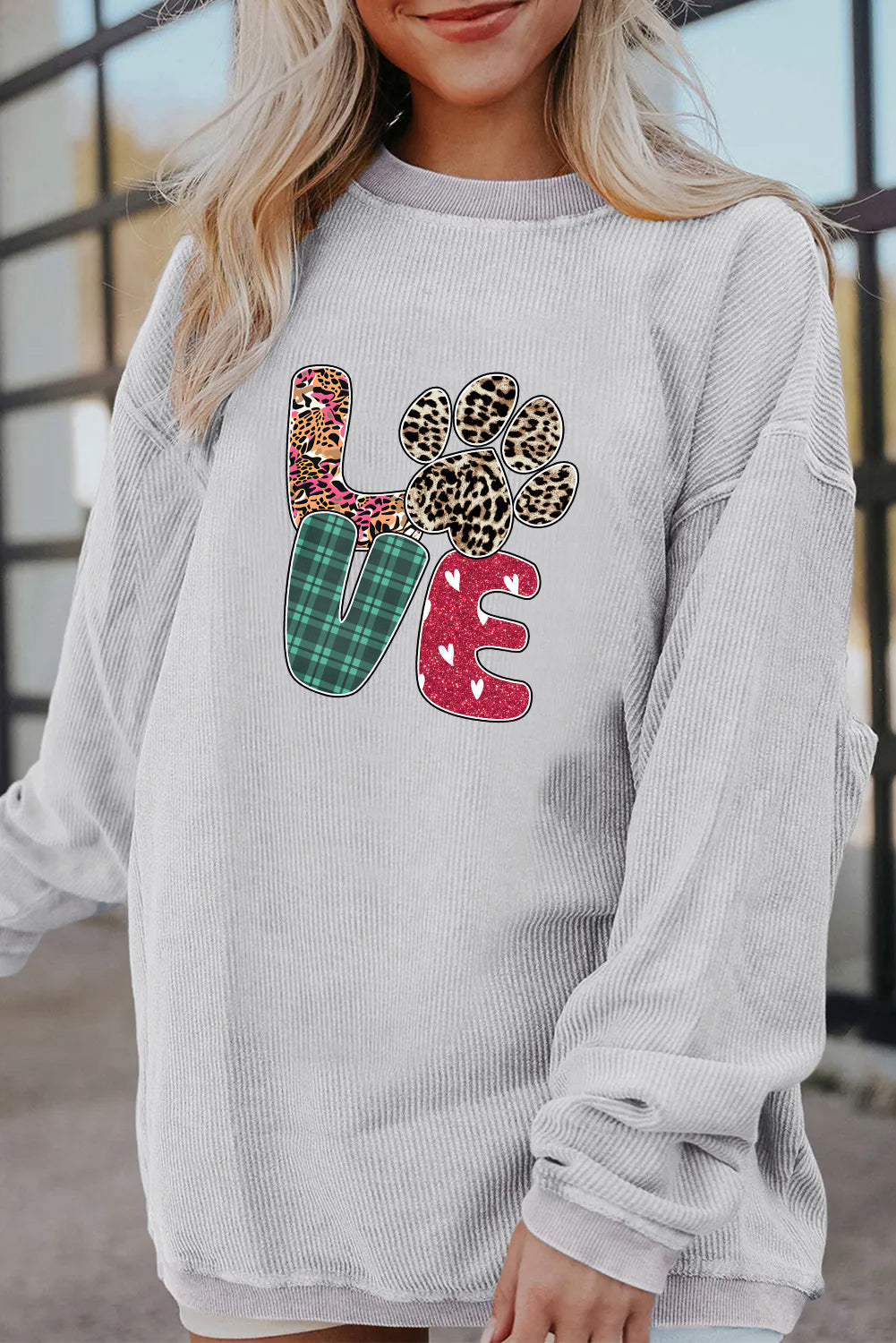 Valentine’s Day Paw Print LOVE Dog Lover Graphic Sweatshirt