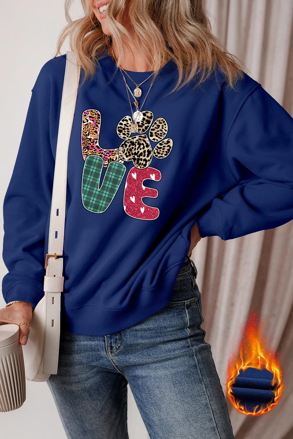 Valentine’s Day Leopard Paw LOVE Graphic Sweatshirt