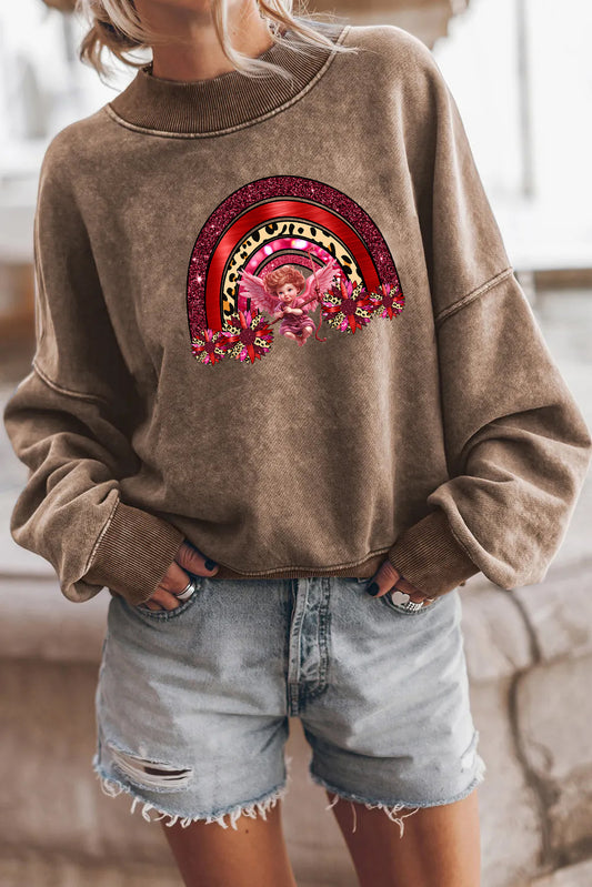 Valentine’s Day Cupid Rainbow Love Graphic Sweatshirt