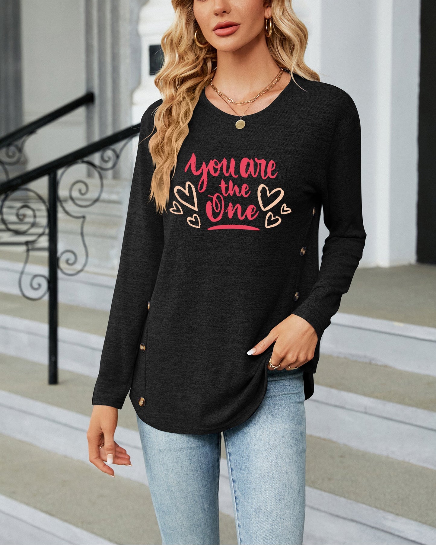 Valentine's Day Heart Quote Graphic Relaxed Fit Top