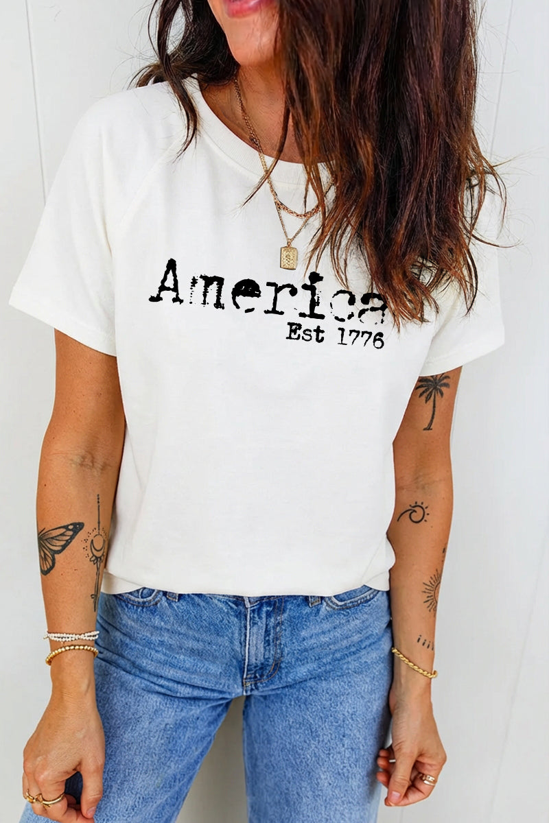Independence Day America Est 1776 Graphic Tee Top
