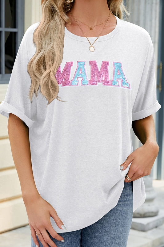 Colorful MAMA Graphic Loose Tee Mother's Day Gift Shirt