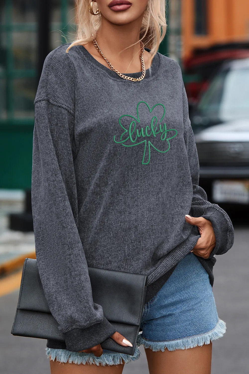 Saint Patrick’s Day Lucky Clover Graphic Sweatshirt