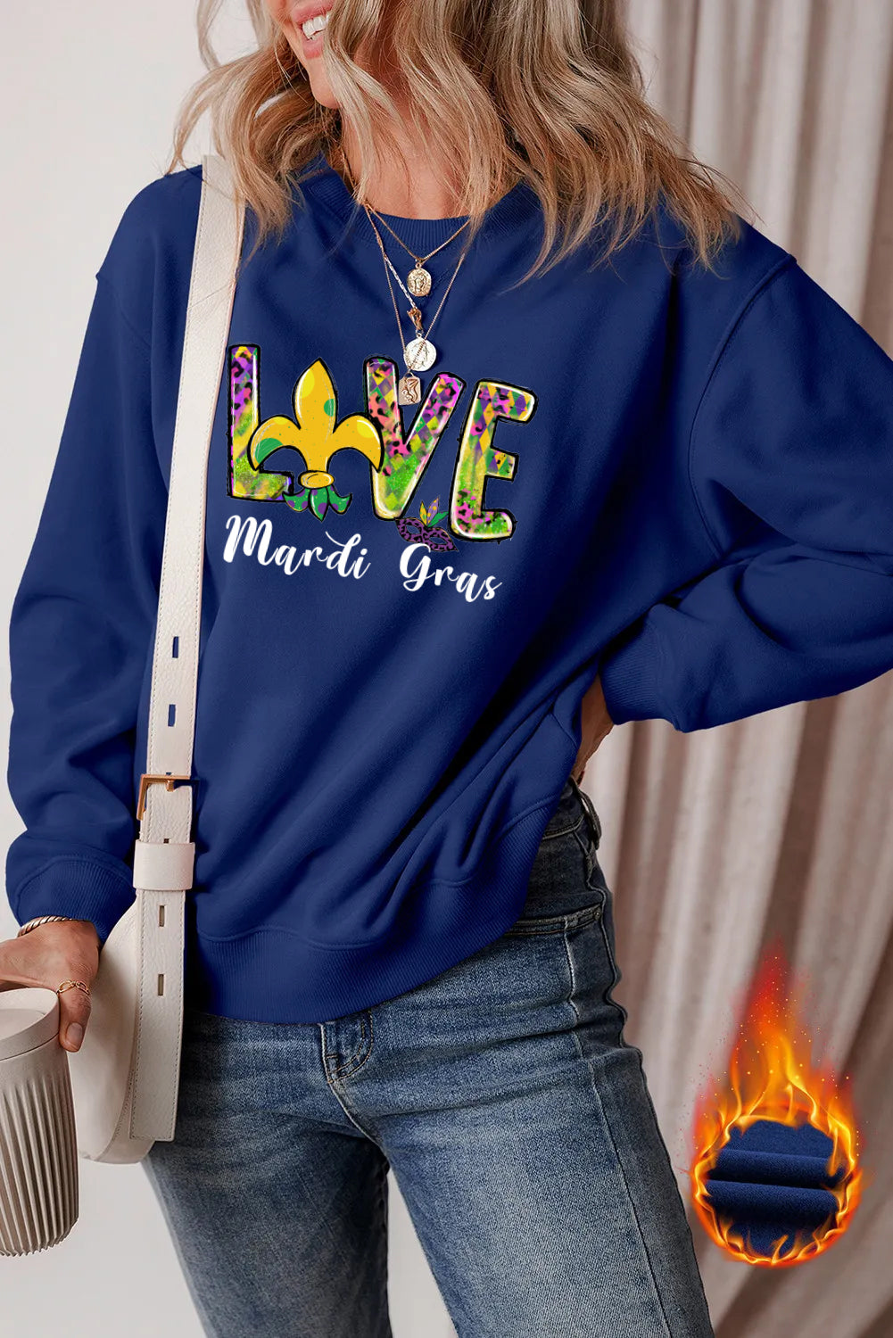 Mardi Gras Colorful Love Graphic Everyday Sweatshirt