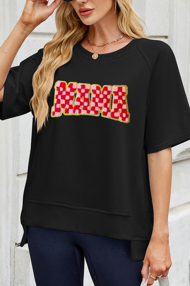 Retro Checkered Mama Graphic Tee Mother's Day Gift Top