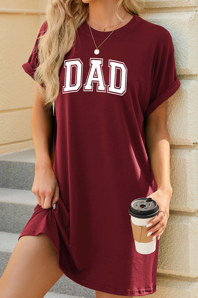 Fathers Day Dad Graphic T Shirt Dress Casual Loose Oversized Tee