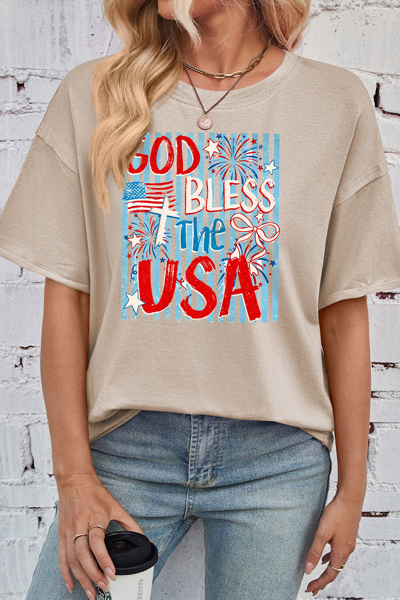 Patriotic Graphic Rayon Tee Oversized Summer Top