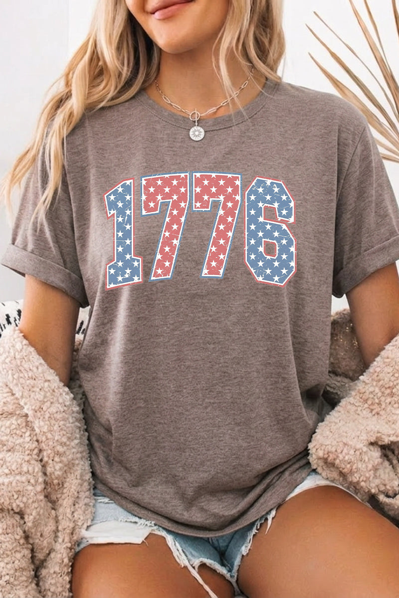 Patriotic Graphic Tee Oversized 1776 Independence Day Top