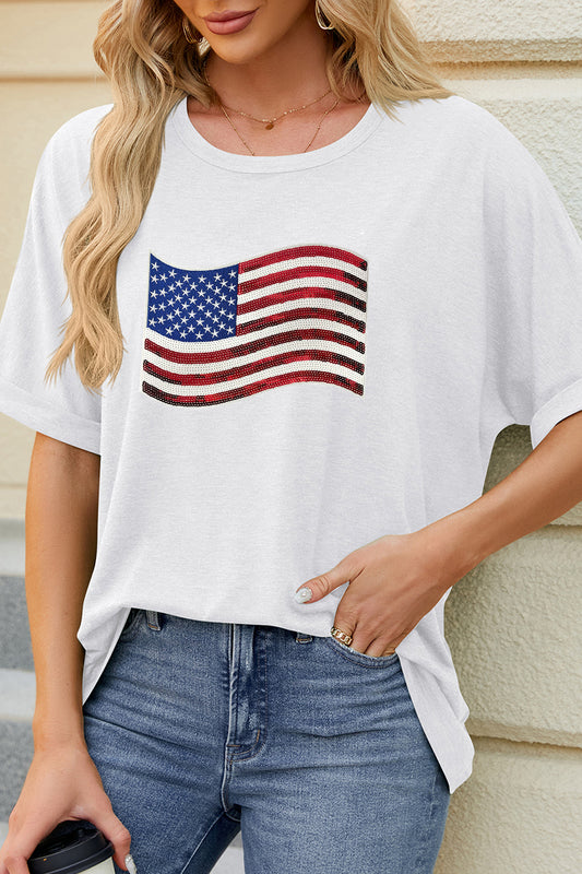 American Flag Graphic Tee Fourth of July Casual Patriotic T Shirt