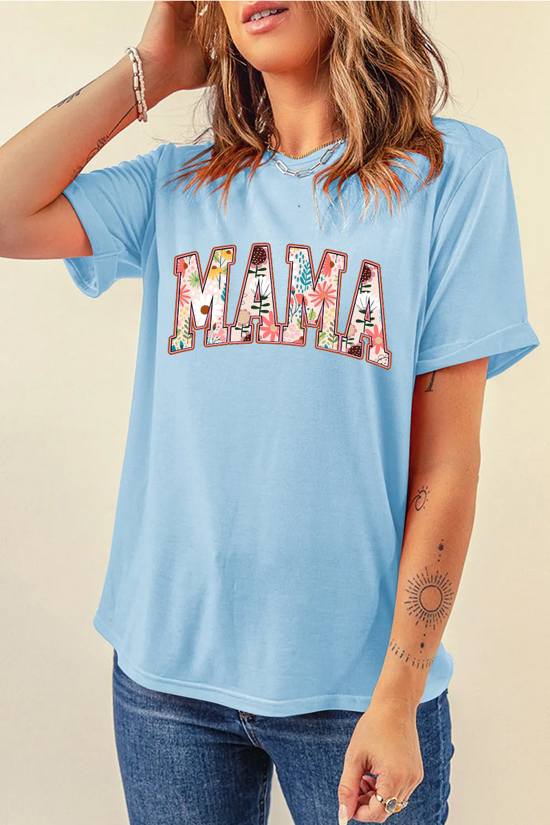 Mothers Day Floral Graphic Tee Casual Loose Fit Short Sleeve T Shirt