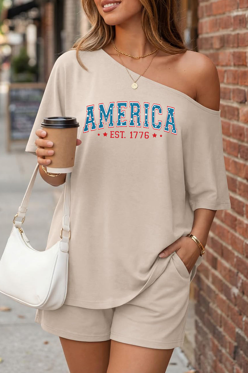 America EST. 1776 Off-Shoulder Independence Day Top Set
