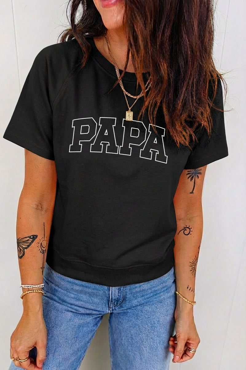 Papa Graphic Tee Casual Fathers Day Gift Top