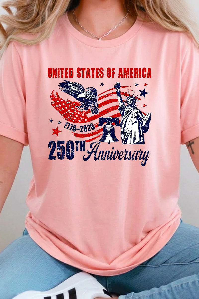 Fourth of July USA 250th Anniversary Graphic Tee Women