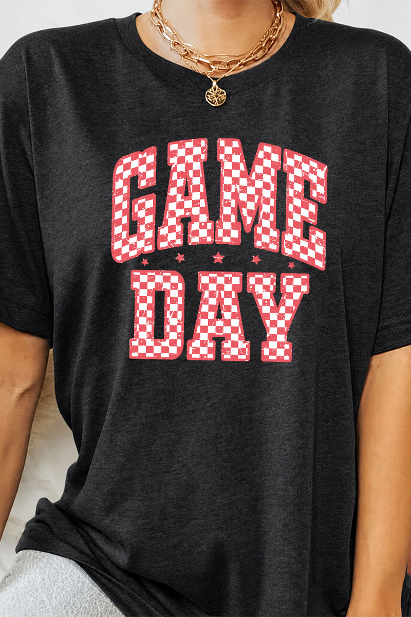 Checkerboard Rayon Tee Game Day Graphic Top
